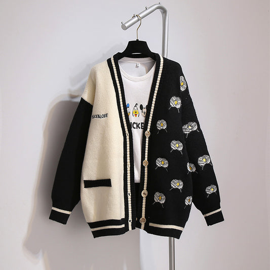 Cardigan Tejido Bicolor con Bolsillos - Estilo Moderno para Mujer - Image 2