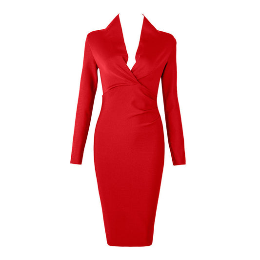 Vestido Elegante Ajustado con Escote en V - Diseño Sofisticado para Eventos - Image 2