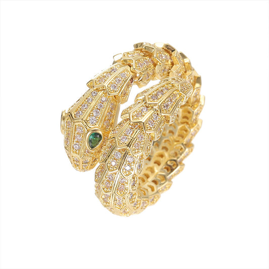 Conjunto de Pulsera y Anillo con Diamantes Micro Incrustados en Oro Laminado - Image 2