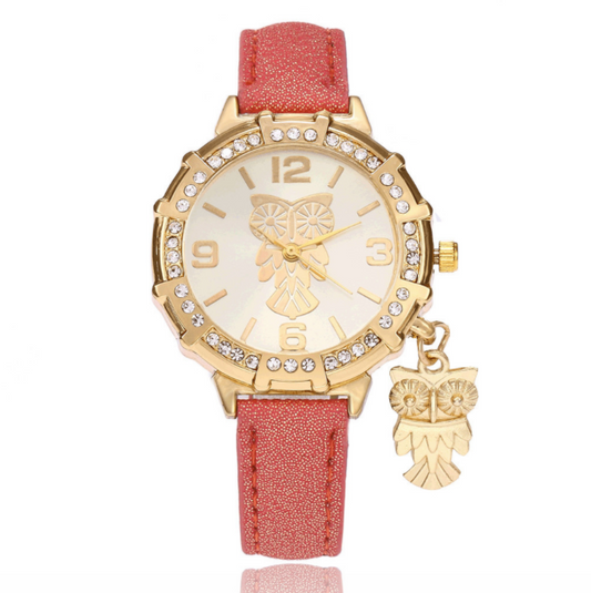 Reloj de Pulsera Mujer Búho Fashion Correa Cuero Cuarzo Estudiante - Image 2