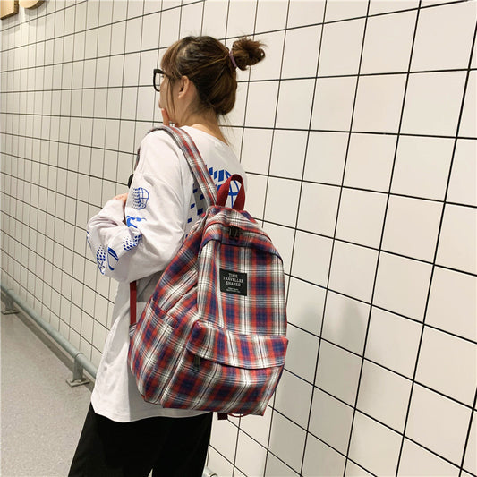 Mochila Escolar Estilo Coreano a Cuadros - Diseño Casual y Moderno - Image 2