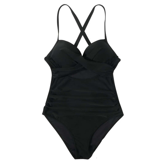 Traje de Baño de Talla Grande para Mujer con Hombros Descubiertos y Estampado Multicolor - Image 2