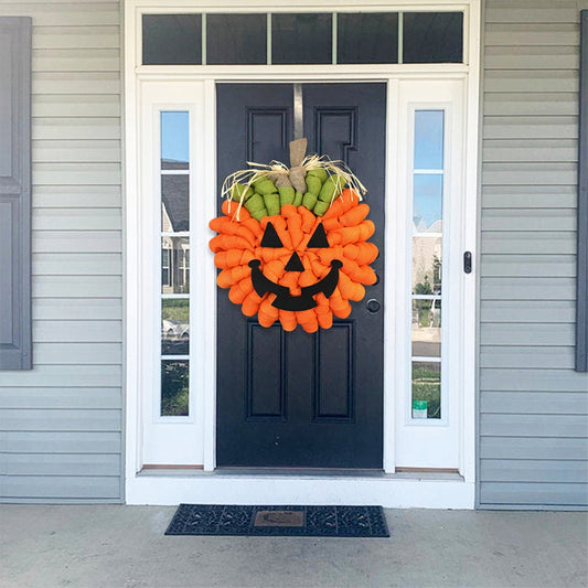 Corona de Puerta Otoñal con Calabaza Artificial para Halloween - Image 2