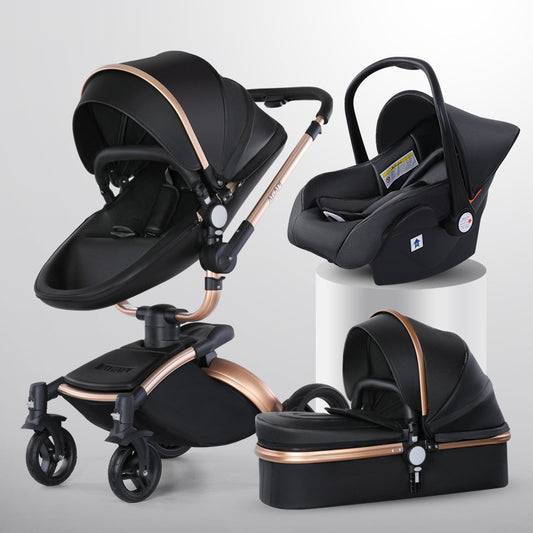 Cochecito de Bebé 3 en 1 con Rotación 360° y Cesta Amplia Plegable - Image 2
