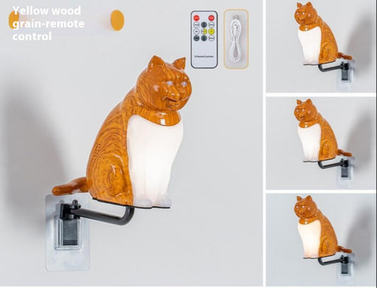 Lámpara de Pared Gato USB con Luz Nocturna y Carga Inalámbrica - Image 2
