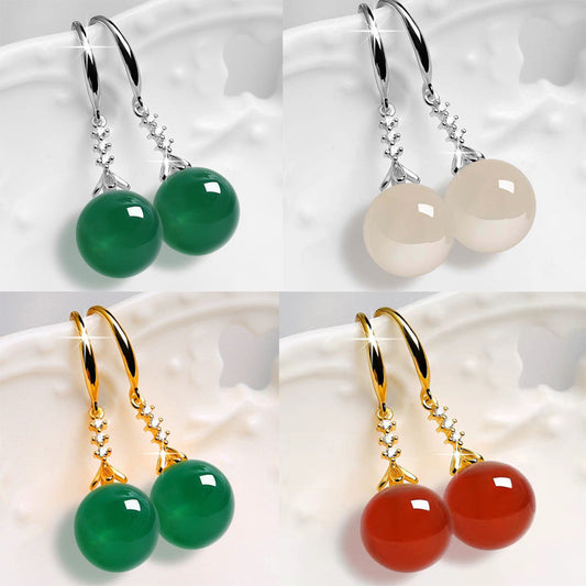 Aretes de Plata Elegantes con Ágata Verde Calcedonia para Mujer - Image 2