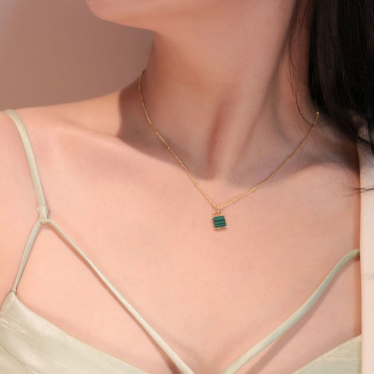 Collar Llavero de Plata 925 con Malaquita Verde Natural - Image 2