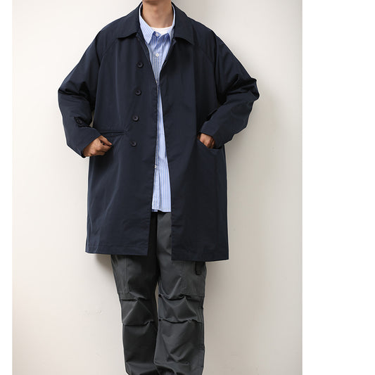 Abrigo Tipo Trench Casual Holgado para Hombre - Diseño Minimalista Primavera Otoño - Image 2