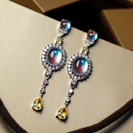 Aretes Largos de Zafiro con Cambio de Color y Anillo Huevo de Paloma - Image 2