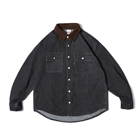 Camisa de Manga Larga Contraste Lavado Vintage para Hombre - Image 2