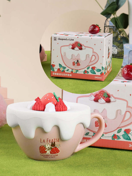 Set de Tazas Creativas Fresa y Miel Lisa - Image 2