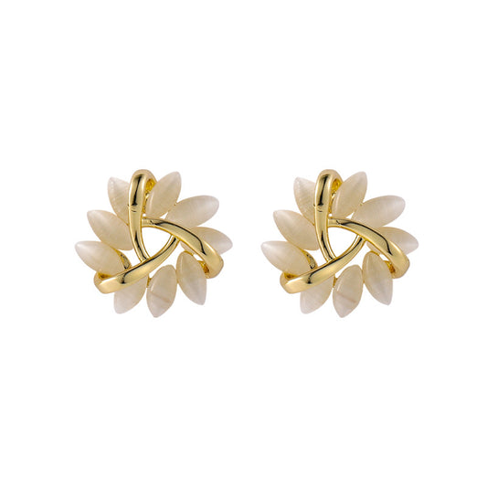 Aretes de Plata S925 Triángulo Geométrico con Ópalo para Mujer - Image 2