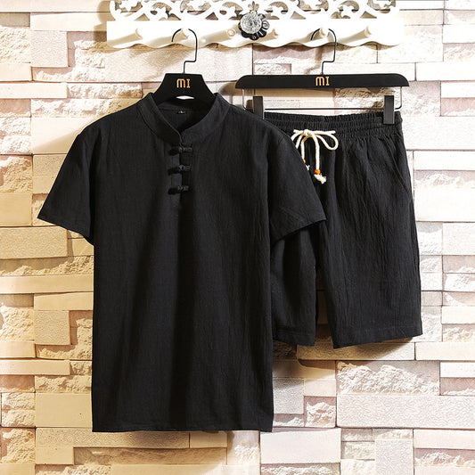 Traje Corto de Lino para Hombre Estilo Chino - Image 2