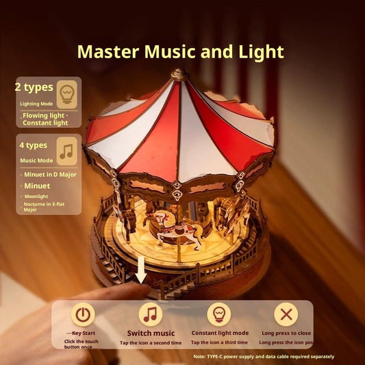 Caja de Música Carrusel DIY - Modelo de Construcción con Bloques - Image 2