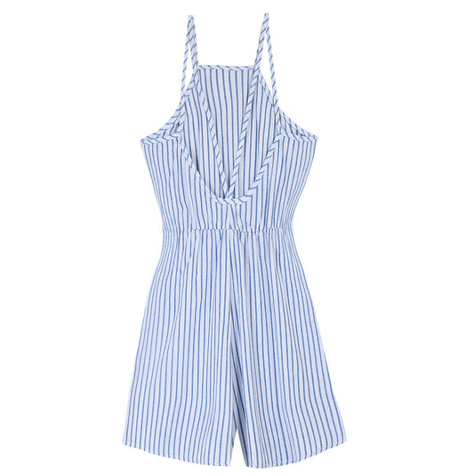 Jumpsuit Casual Elegante con Tirantes Halter y Rayas - Image 2