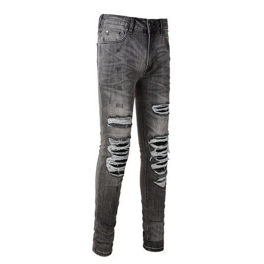 Pantalones Vaqueros Rotos Gris Casual para Hombre - Estilo Urbano Moderno - Image 2