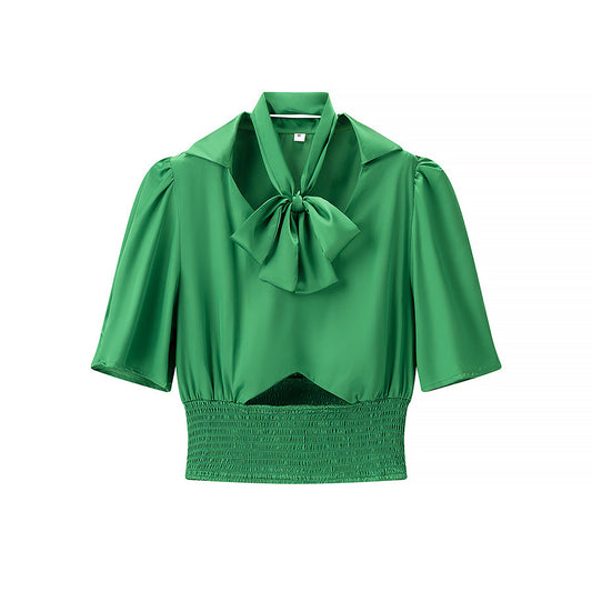 Blusa Corta con Cintura Elástica Fruncida - Ajuste Definidor Mujer - Image 2