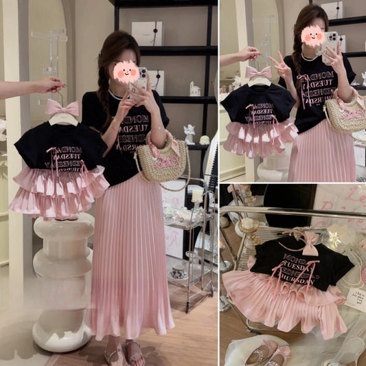 Conjunto Infantil Falda Plisada Estilo Occidental con Camiseta Estampada - Image 2