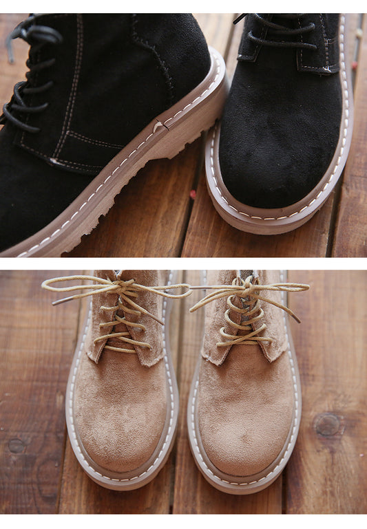 Botas Vintage de Gamuza con Punta Redonda y Cordones - Image 2