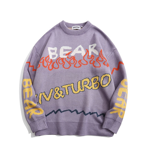 Suéter de Cuello Redondo con Estampado de Letras para Parejas - Image 2