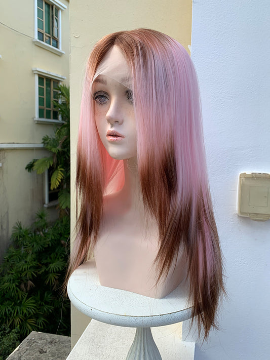 Peluca Degradado Rosa y Marrón Tierra con Personaje Animado - Image 2