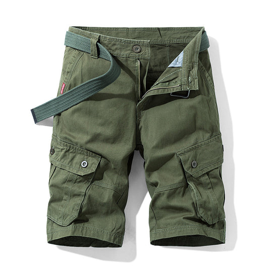Pantalones Cortos Cargo Multibolsillos de Color Liso para Hombre - Image 2