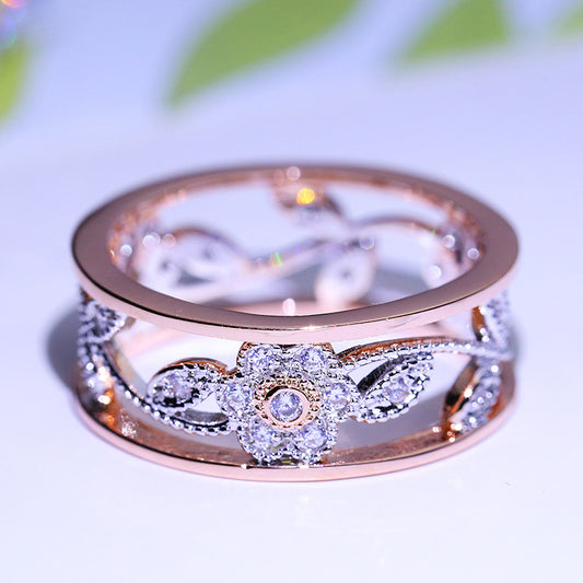 Anillo de Compromiso Flor de Diamante con Hojas de Vid - Regalo Perfecto para Bodas y Compromisos - Image 2