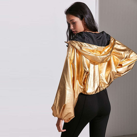 Chaqueta Hoodie con Mangas Farol Metalizadas - Estilo Europeo Minimalista - Image 2