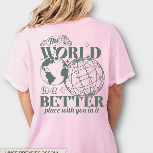 Playera Holgada de Algodón con Estampa Cielo Estrellado y Tierra 2D - Image 2