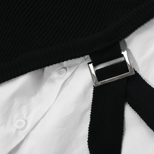 Conjunto Dos Piezas: Chaleco Diseño Irregular y Camisa Blanca - Image 2