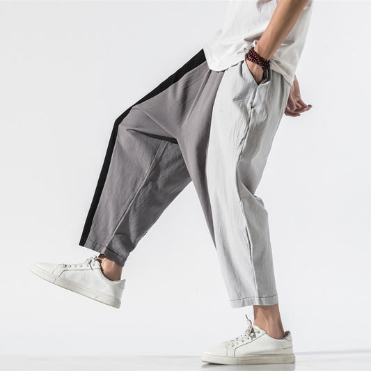 Pantalones Harem Hombre con Rayas de Contraste Tendencia Japonesa - Image 2