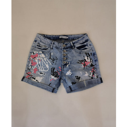 Shorts de Mezclilla Estampados Efecto Lavado - Image 2