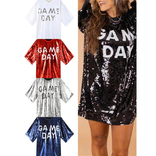 Blusa Suelta Lentejuelas Manga Corta Talla Grande para Mujer - Image 2