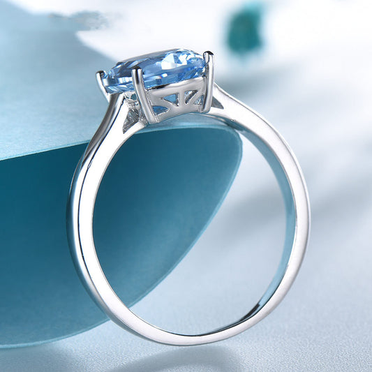 Anillo de Plata Esterlina 925 con Topacio Azul - Joya Romántica para Mujer - Image 2