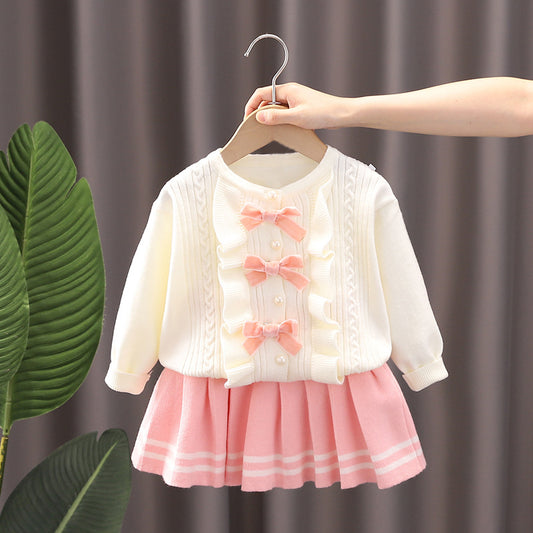 Conjunto Tejido Coreano para Niña: Blusa y Falda Coordinadas - Image 2