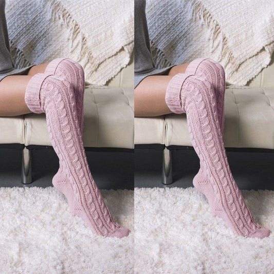 Calcetines Hasta la Rodilla de Punto Grueso - Colores Lisos - Image 2