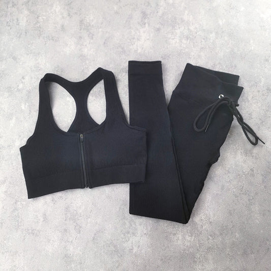 Conjunto de Yoga Deportivo para Mujer - Blusa Manga Corta Color Sólido - Image 2