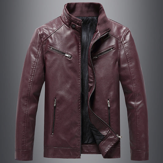 Chaqueta Acolchada de Cuero PU Estilo Coreano con Cuello Alzado para Hombre - Image 2