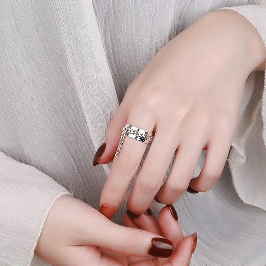 Anillo de Plata 925 Coreano con Borla y Cadena Ajustable para Dedo Índice - Image 2