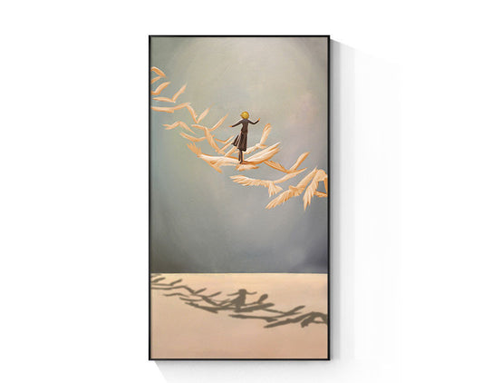Póster Lienzo Bote Dorado - Pintura Abstracta Paisaje Natural - Image 2
