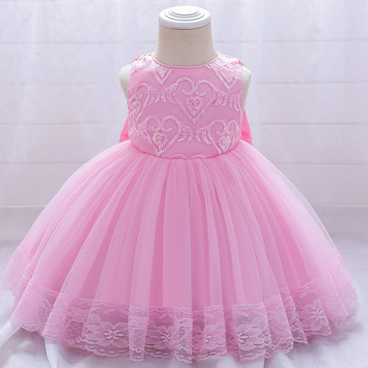 Vestido de Niña Europeo Americano con Bordado en Malla - Image 2
