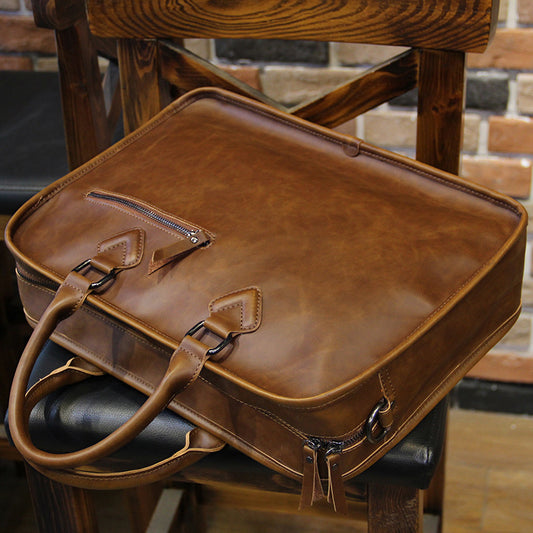 Bolso de Mano Crazy Horse para Hombre - Cuero Genuino - Image 2