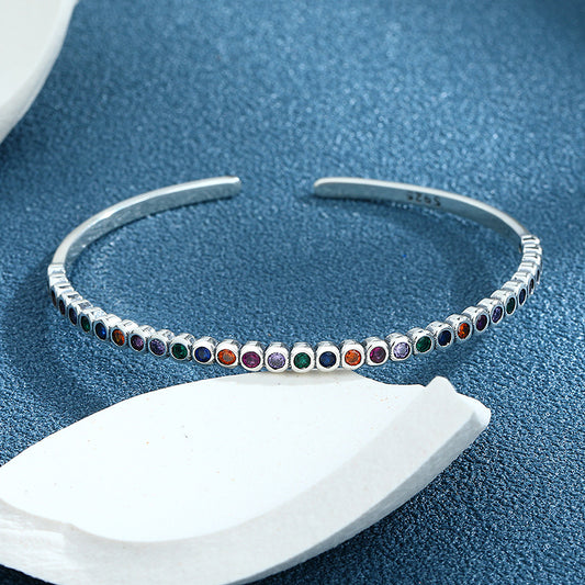 Pulsera de Plata 925 Diseño Vintage Arcoíris - Joyería Artesanal Pesada Versátil - Image 2