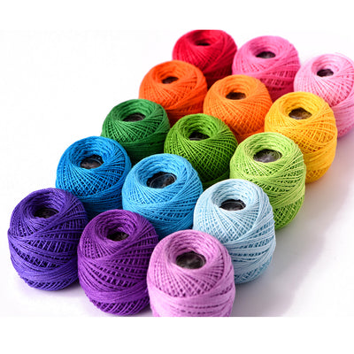 Pack de 15 Colores de Hilo de Algodón Mercerizado para Ganchillo - Venta Directa de Fábrica