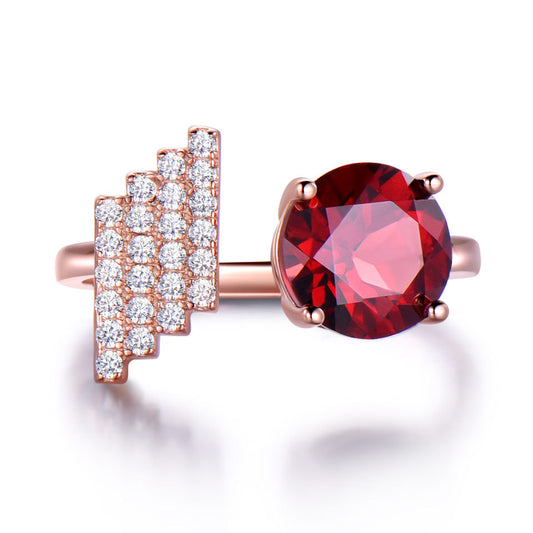 Anillo Ajustable con Topacio Azul - Diseño Abierto - Image 2