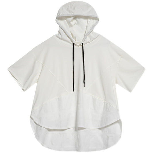 Sudadera con Capucha Suelta de Manga Corta y Bolsillos - Image 2