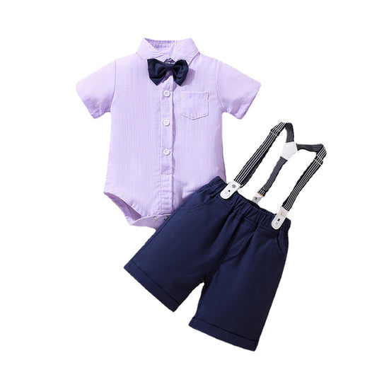 Conjunto de Verano para Niños con Tirantes - Shorts Estilo Caballero - Image 2