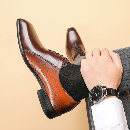 Zapatos Oxford de Cuero Genuino Talla Grande Hombre Punta Cuadrada Bicolor - Image 2