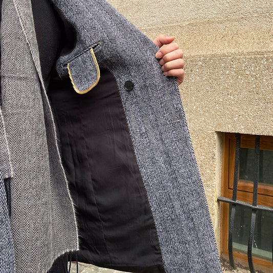 Abrigo Tweed Doble Fila de Largo Medio para Hombre - Image 2