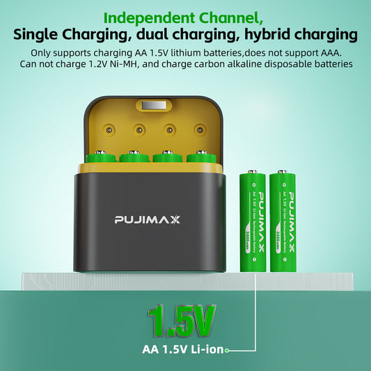 Cargador Inteligente de 8 Baterías AA con Puerto USB-C y Batería de Litio 3400mAh - Image 2